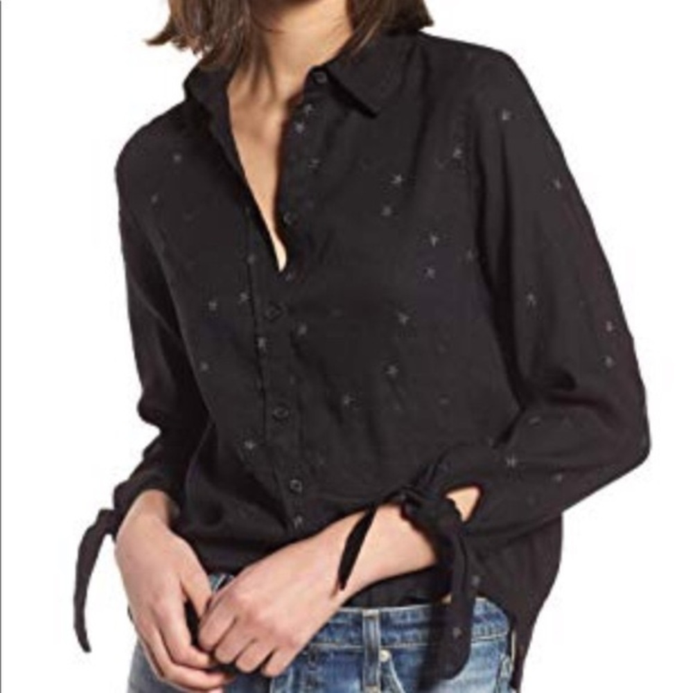 RAILS Robyn embroidered star black button down XS